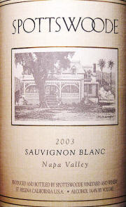 Spottswood Napa Valley Sauvignon Blanc label on McNees.org/winesite
