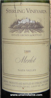 Sterling Vineyards Napa Merlot 1988