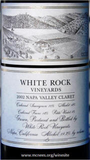 White Rock Vineyards Napa Valley Claret 2002 Label