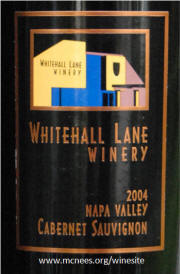 Whitehall Lane Winery Napa Cabernet 2004 Label