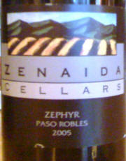 Zenaida Cellars Zephyr Paso Robles Syrah 2005