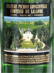 Chateau Pichon Lalande rear label