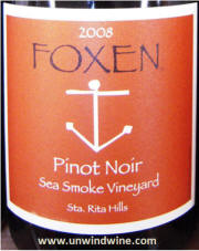 Foxen Sea Smoke Vineyard Santa Rita Hills Pinot Noir 2008
