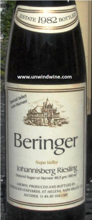 Beringer Late Harvest Special Select Johannisberg Riesling 1982