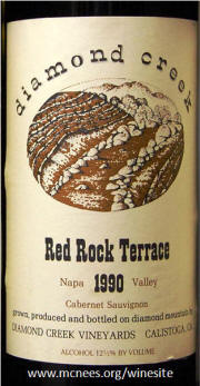 Diamond Creek Red Rock Terrace 1990 label