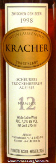 Kracher #12  Scheurebe TBA Zwischen Den Seen 1998