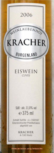 Krache Cuvee Eiswein 2006 label