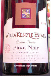 Willakenzie Estate Pinot Noir Cuvee 2007 label