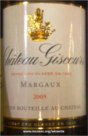 Chateau Giscours Margaux 2005 label