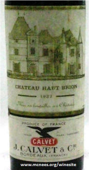 Chateau Haut Brion 1937 label