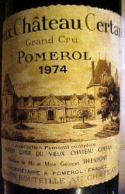 Chateau Certan Pomerol label 1974 on McNees.org/winesite