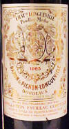Chateau Pichon Baron 1985 label on McNees.org/winesite
