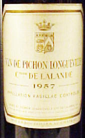Chateau Pichon Lalande 1957 label on McNees.org/winesite