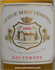 Chateau Doisy Vedrines Sauterne 2006