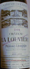Chateau La Louviere Pessac Leognan Graves 1994 Label 