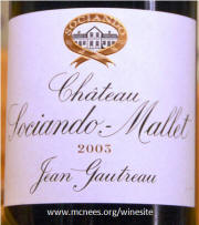 Sociando Mallet Haut Medoc Bordeaux Label 2003 on Rick's WineSite