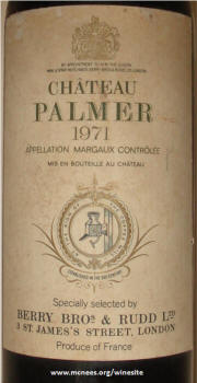 Chateau Palmer 1971 Label