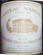 Chateau Margaux 2001 label