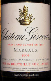 Chateau Giscours Margaux 2004 label