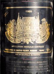 Chateau Palmer 1985 label on McNees.org/winesite