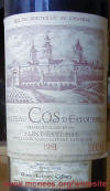 Chateau Cos d' Estournel 1981 label on McNees.org/winesite