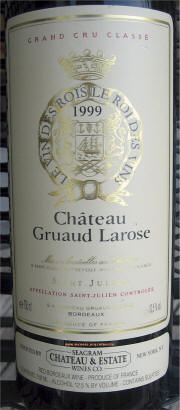 Chateau Gruaud Larose 1999 Label on Rick's Winesite on McNees.org/winesite