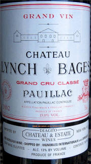 Chateau Lynch Bages 2002 Label on Rick's Winesite on McNees.org/winesite