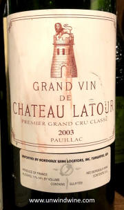Chateau Latour Pauillac 2003 label