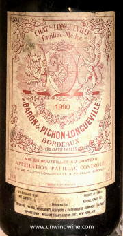 Chateau Longueville Pichon Baron 1990 3 ltr label