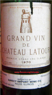 Chateau Grand Vin de Latour 1970 label