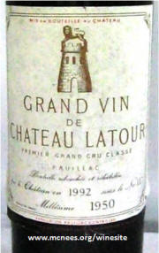 Chateau Latour 1950 label