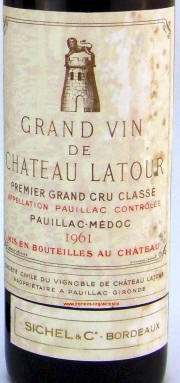 Chateau Grand Vin Latour Bordeaux 1961 Label