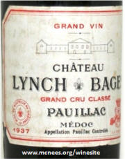 Chateau Lynch Bages 1937 label