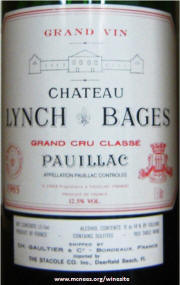 Chateau Lynch Bages Pauillac Bordeaux 1985 label
