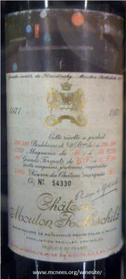 Chateau Mouton Rothschild 1971 label