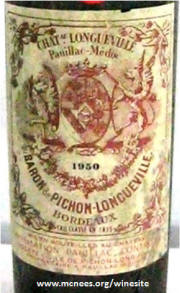 Chateau Pichon Baron 1950 label