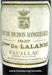 Chateau Pichon Lalande 1937 label
