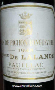 Chateau Pichon Lalande 1945 label