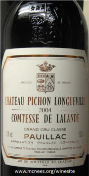 Chateau Pichon Lalande 2004 label