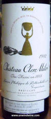 Chateau Clerc Milon 1982 label on McNees.org/winesite