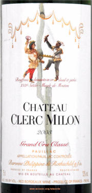 Chateau Clerc Milon 2003 label