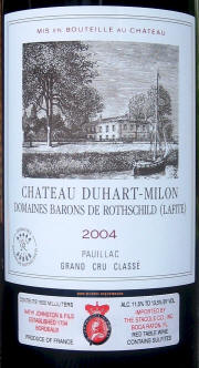 Duhart Milon Rothschild 2004 Magnum Label on McNees.org/winesite