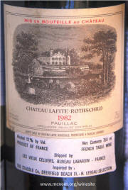Chateau Lafite Rothschild 1982 label - AJM's