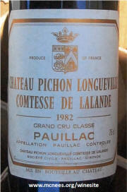 Chateau Pichon Lalande 1982 label