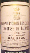 Pichon Lalande 1988 label on McNees.org/winesite