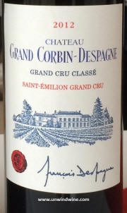 Chateau Grand Corbin Despagne St Emilion Grand Cru Classe 2012