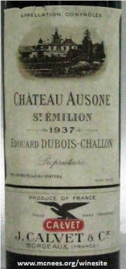 Chateau Ausone 1937 label