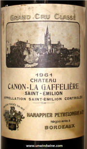 Chateau Canon La Gaffeliere St Emilion 1961