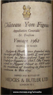Chateau Yon Figeac 1962