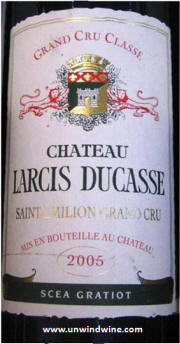 Chateau Larcis Ducasse St Emilion 2005 label